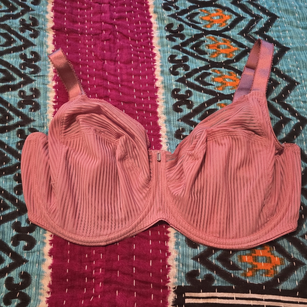 Fantasie Pink Sheer Striped Bra Unpadded Underwire